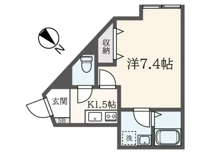 ベリエ昭島(1K/1階)の間取り写真