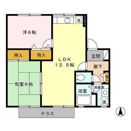 セジュール松泉B(2LDK/1階)の間取り写真