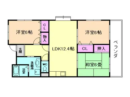 ガーデンハイツII(3LDK/3階)の間取り写真