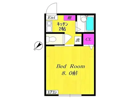 カーサ・N(1K/1階)の間取り写真