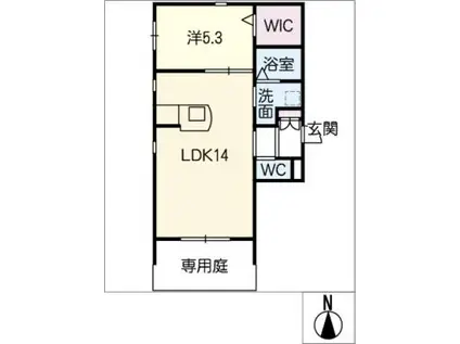 SAKURAS仲田(1LDK/1階)の間取り写真
