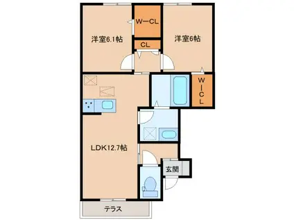 サニーヒロII(2LDK/1階)の間取り写真