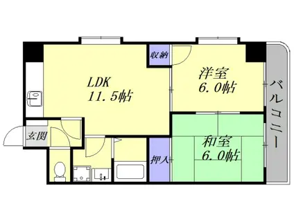 ドリームコートS(2LDK/6階)の間取り写真