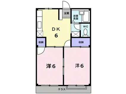 シャトレ仲(2DK/1階)の間取り写真