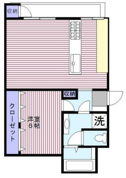 白金今里アパート(1LDK/4階)の間取り写真
