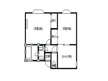 アイランドハイツA棟(2DK/2階)の間取り写真