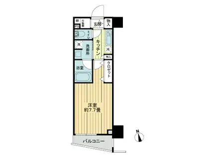 フレシア中目黒(1K/3階)の間取り写真