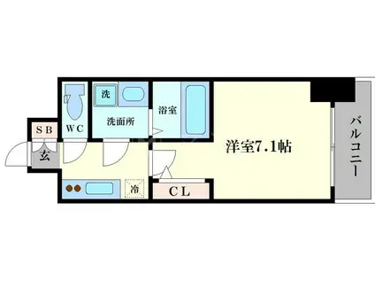 エスレジデンス大阪九条ノース(1K/7階)の間取り写真