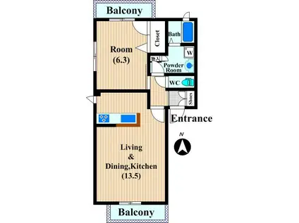 プレミール(1LDK/3階)の間取り写真
