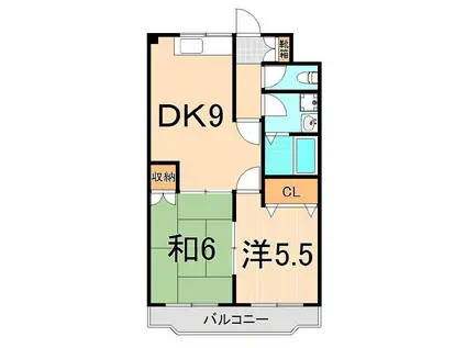 メゾンドボヌール(2DK/2階)の間取り写真