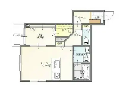 TIME OFF 薬師堂(1LDK/2階)の間取り写真