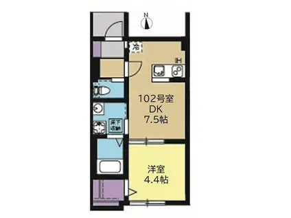 ファーストブライツテラス(1DK/1階)の間取り写真