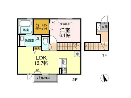 アースガーデンSOJAII(1LDK/2階)の間取り写真