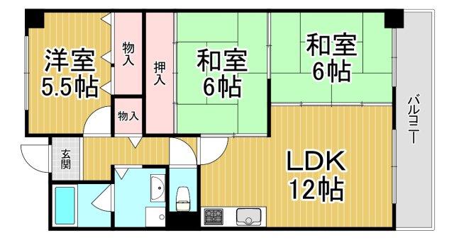 エスペーロ伊丹西(3LDK/5階)の間取り写真