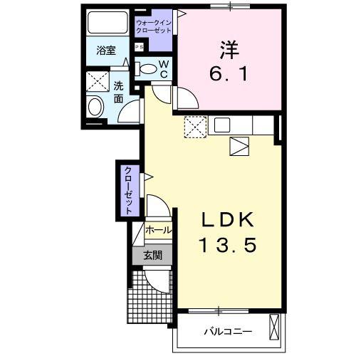 グロワールB(1LDK/1階)の間取り写真