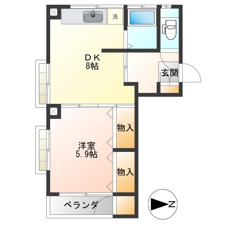 ラ・ベール(1LDK/3階)の間取り写真