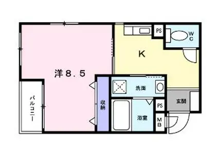 ブリックメゾン金剛(1K/2階)の間取り写真