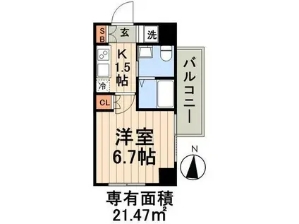 プレール・ドゥーク森下II(1K/4階)の間取り写真