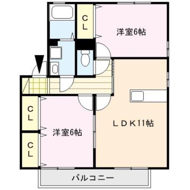 ラヴィーンコート(2LDK/2階)の間取り写真