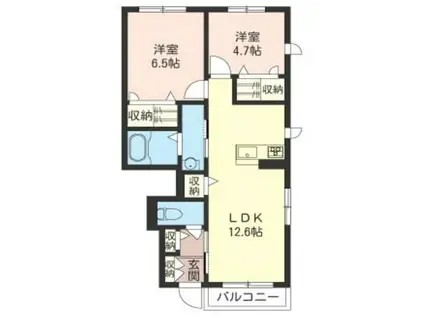 ルミエール(2LDK/1階)の間取り写真