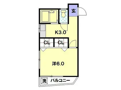 ハイツカワバタ(1K/1階)の間取り写真