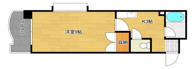 ジュネス山城(1K/7階)の間取り写真