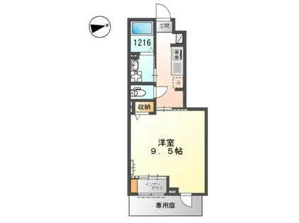 エスポアールオゾノU(1K/1階)の間取り写真