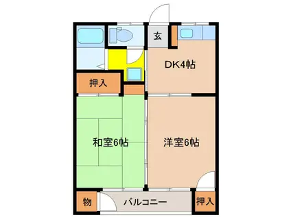 クインテットI(2DK/3階)の間取り写真