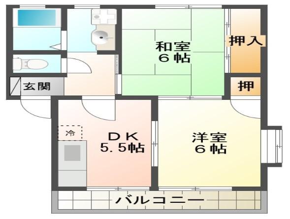 メゾンワルツ(2DK/1階)の間取り写真