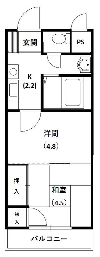アルシェ浜松(2K/2階)の間取り写真