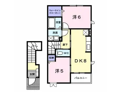 ボニート石井C(2DK/2階)の間取り写真