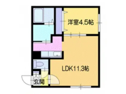 エスグラン大谷地(1LDK/1階)の間取り写真