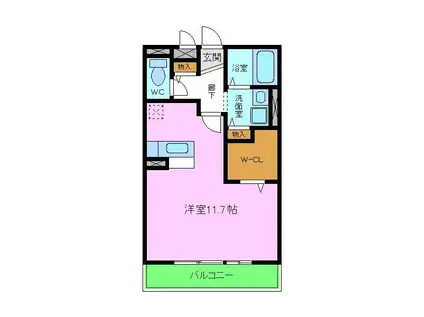 リヴェール日置(ワンルーム/1階)の間取り写真