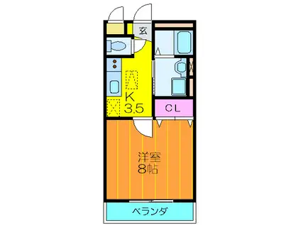 サンリットヴィラ(1K/1階)の間取り写真