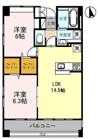 GRAND CHARIOT(2LDK/3階)の間取り写真