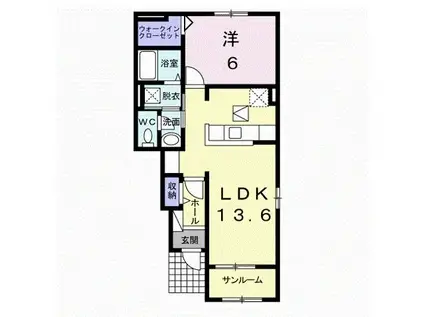 スマート エアリー II(1LDK/1階)の間取り写真