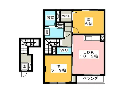 GRAND PURE(2LDK/2階)の間取り写真