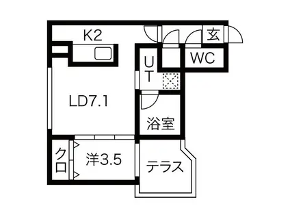 エリーズ琴似(1LDK/1階)の間取り写真