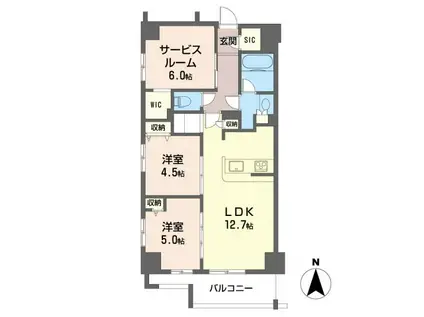 ツインズ国立II(2SLDK/7階)の間取り写真