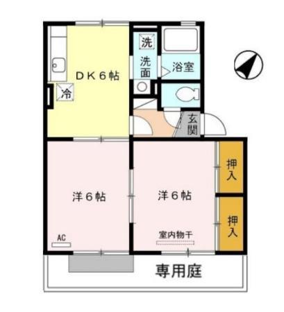 ガーデンコート田崎(2DK/1階)の間取り写真