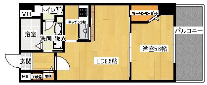 西蟹屋K.K(1LDK/9階)の間取り写真