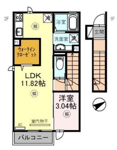 ルミエール(1LDK/2階)の間取り写真