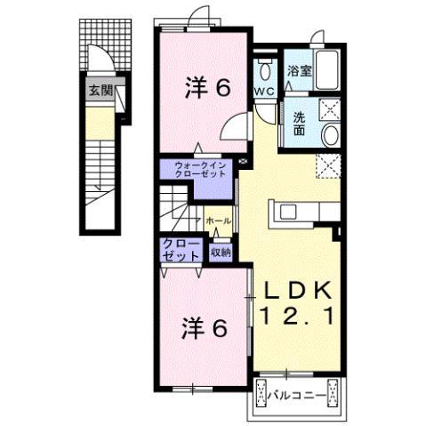 ラスペランツァB(2LDK/2階)の間取り写真