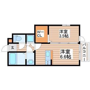 アンセル長町A(1DK/1階)の間取り写真