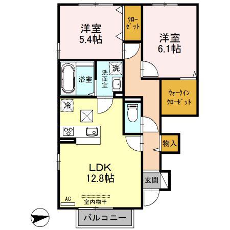シュエット フルール(2LDK/1階)の間取り写真