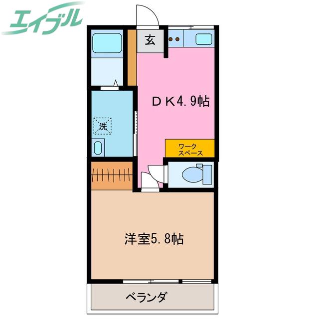 SUN LUMIERE BLD KUBOTA(1DK/2階)の間取り写真