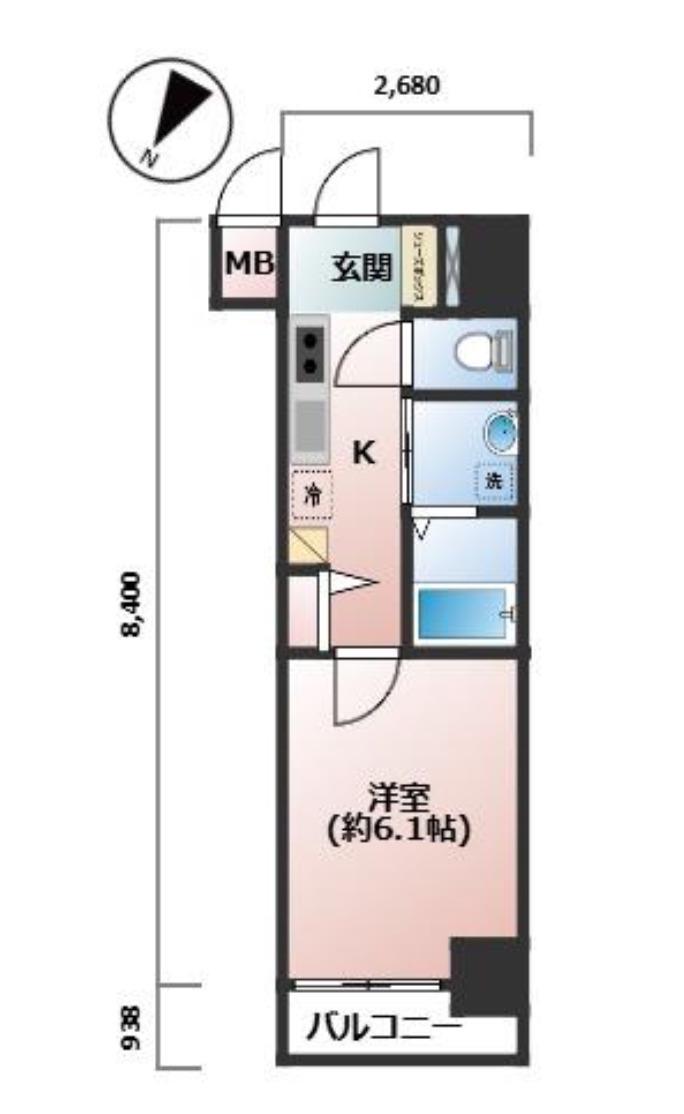 アヴァンティーク銀座2丁目弐番館(1K/5階)の間取り写真