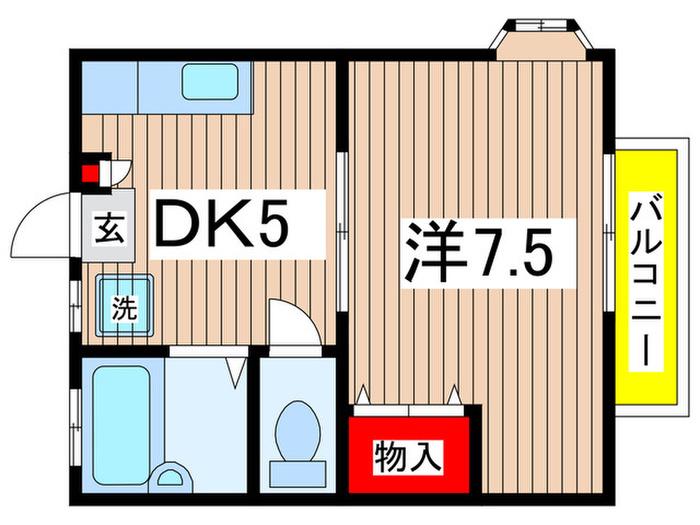 フレンズ(1DK/2階)の間取り写真
