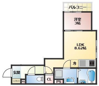 THE NOBLES 花畑駅前(1LDK/3階)の間取り写真