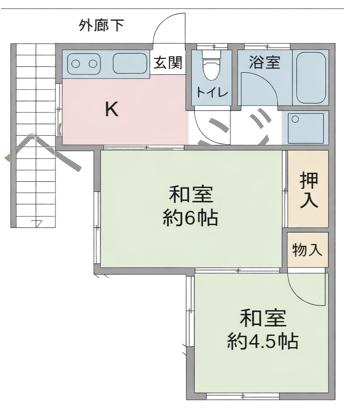 清栄荘(2K/1階)の間取り写真